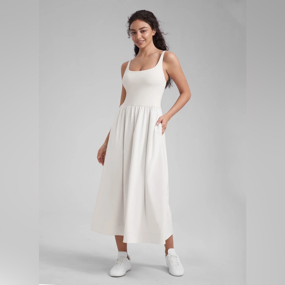 Square Neck Sleeveless Pocket Dress